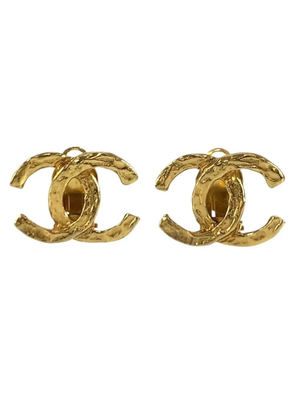 Chanel Vintage CC Logo Gold Plated Earrings